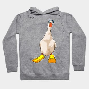 Duck as Diver with Flippers Hoodie